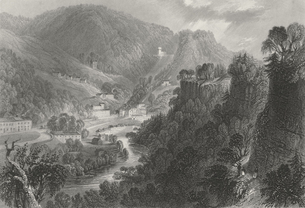 DERBYS. Matlock Bath. WH Bartlett 1842 old antique vintage print picture
